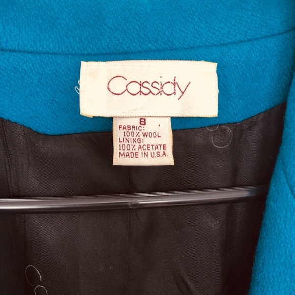 Electric blue 100% wool long coat made in USA - Picture 5 of 9